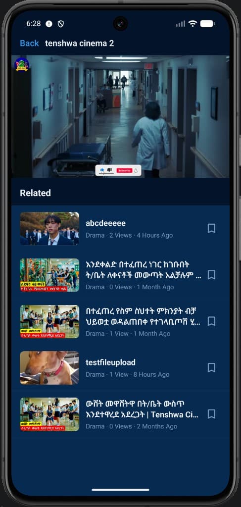Cinema Plus video player with related videos